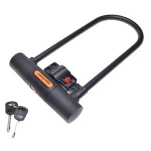 Väga turvaline U-lukk Kinguard elektritõukerattale / jalgrattale, hoidikuga raami külge kinnitatav U kujuline lukk. 2 võtit.