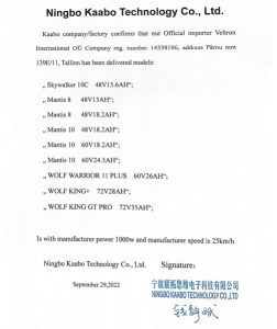 elektritõukeratas kaabo mantis 10 plus offroad tänavalegaalsuse sertifikaat